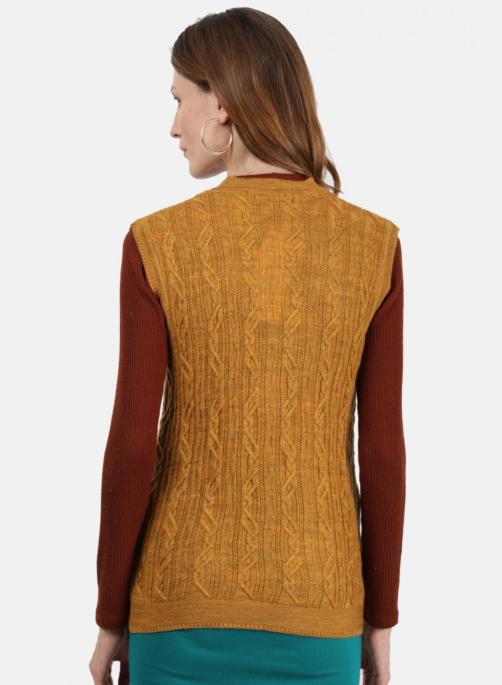 Women Yellow Self Cardigan