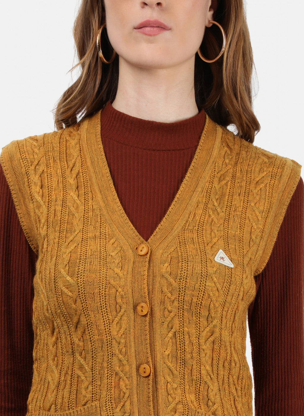 Women Yellow Self Cardigan