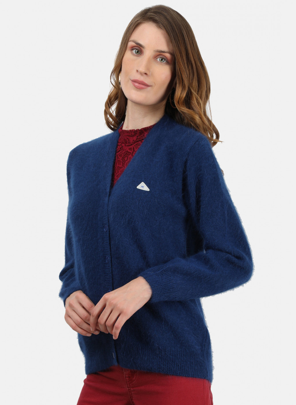 Women Blue Solid Cardigan