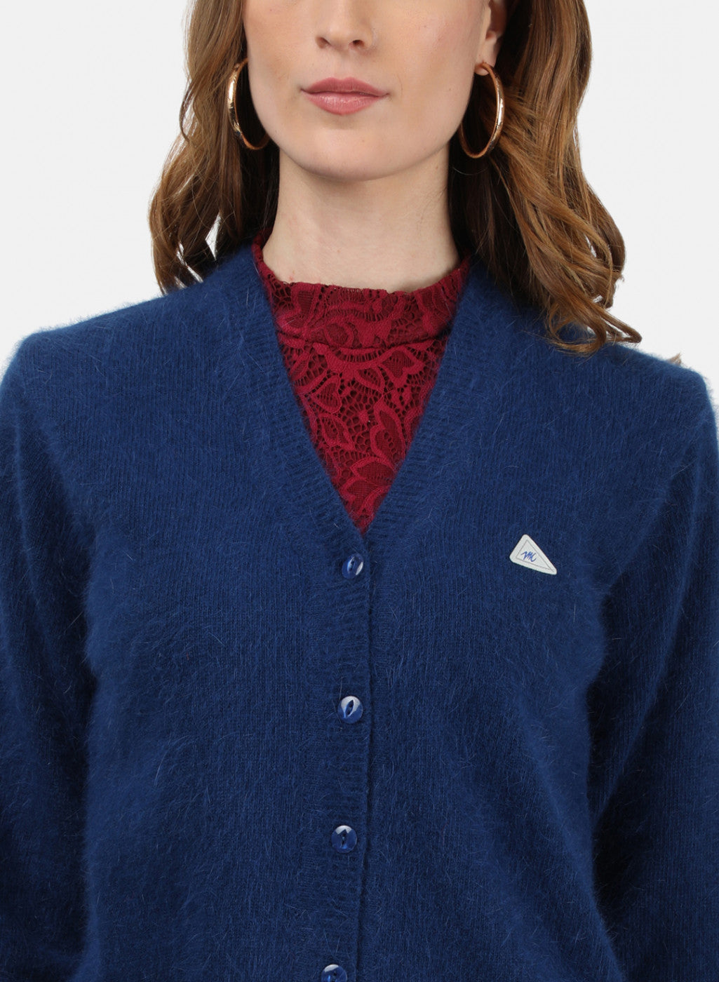 Women Blue Solid Cardigan