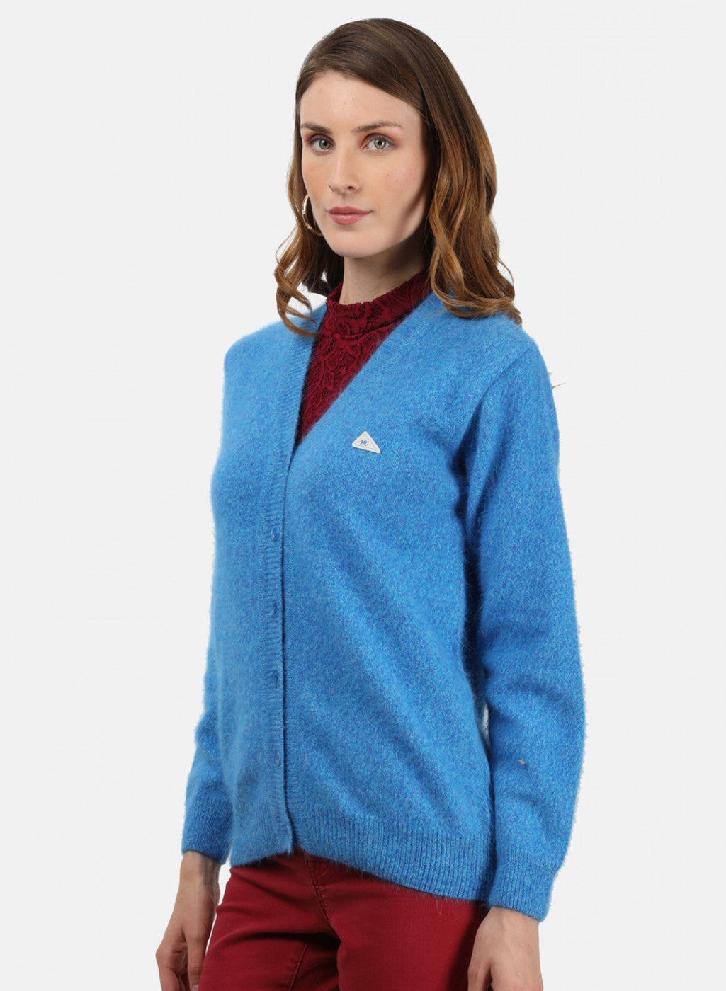 Women Blue Solid Cardigan