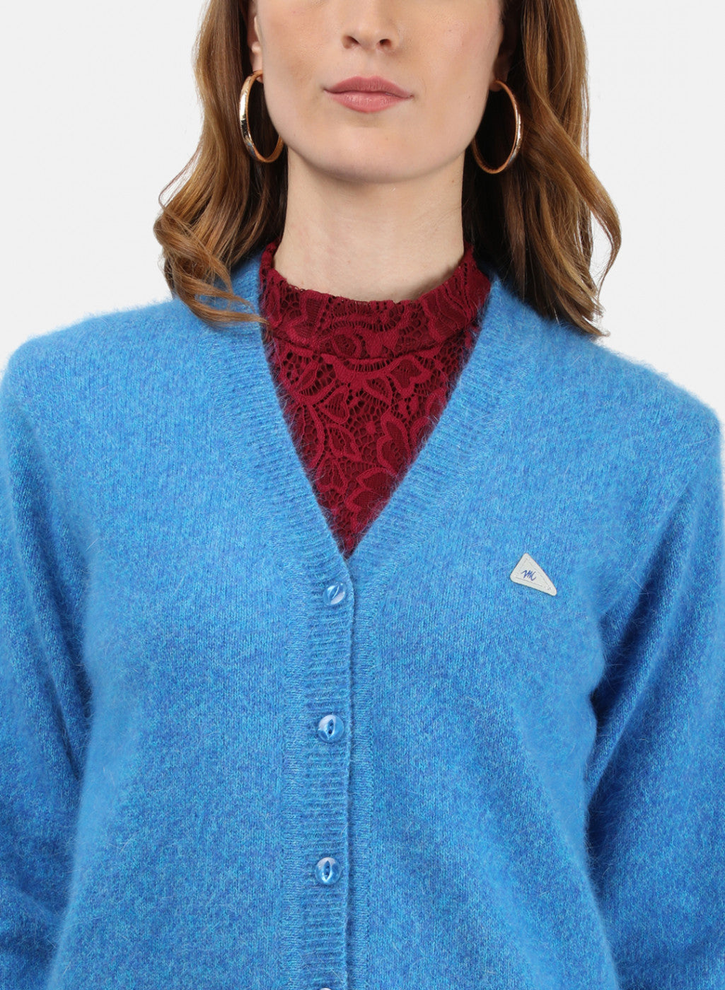 Women Blue Solid Cardigan