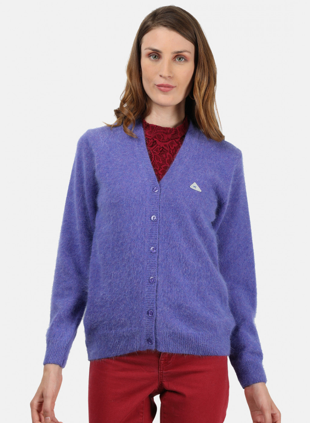 Women Purple Solid Cardigan