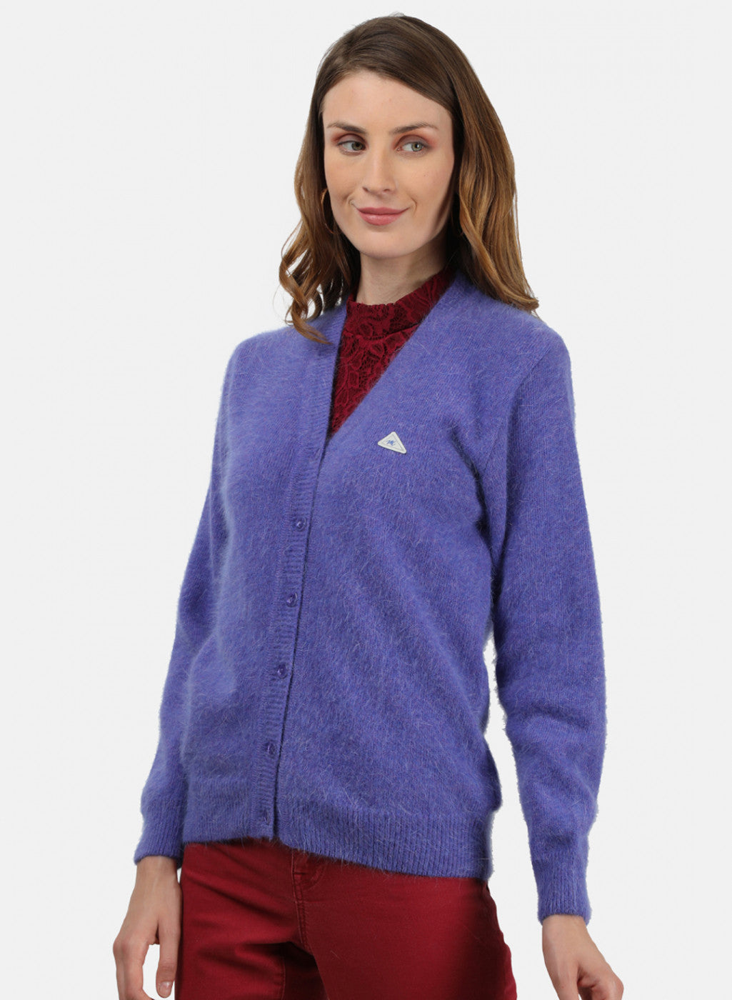 Women Purple Solid Cardigan