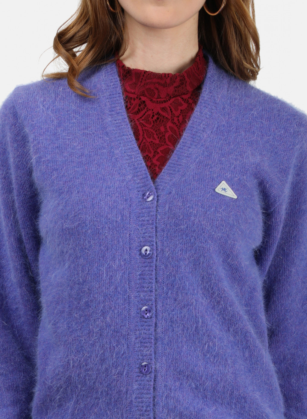 Women Purple Solid Cardigan