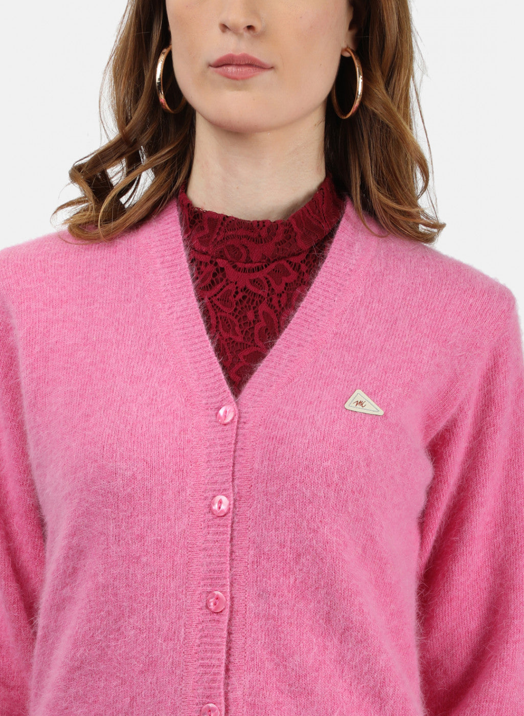 Women Pink Solid Cardigan