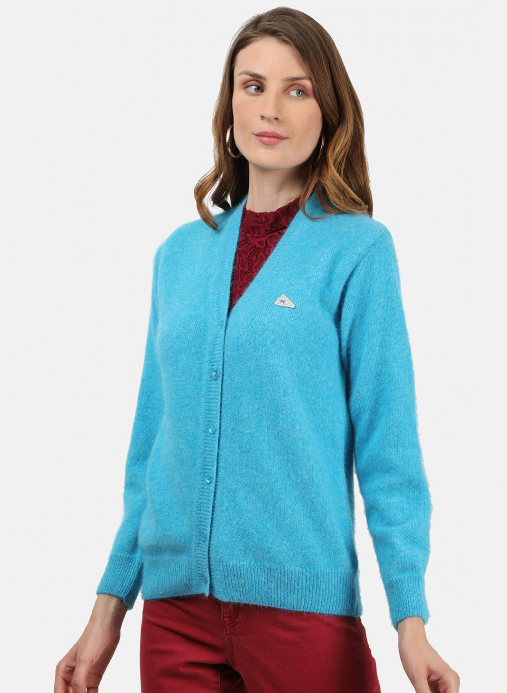 Women Blue Solid Cardigan