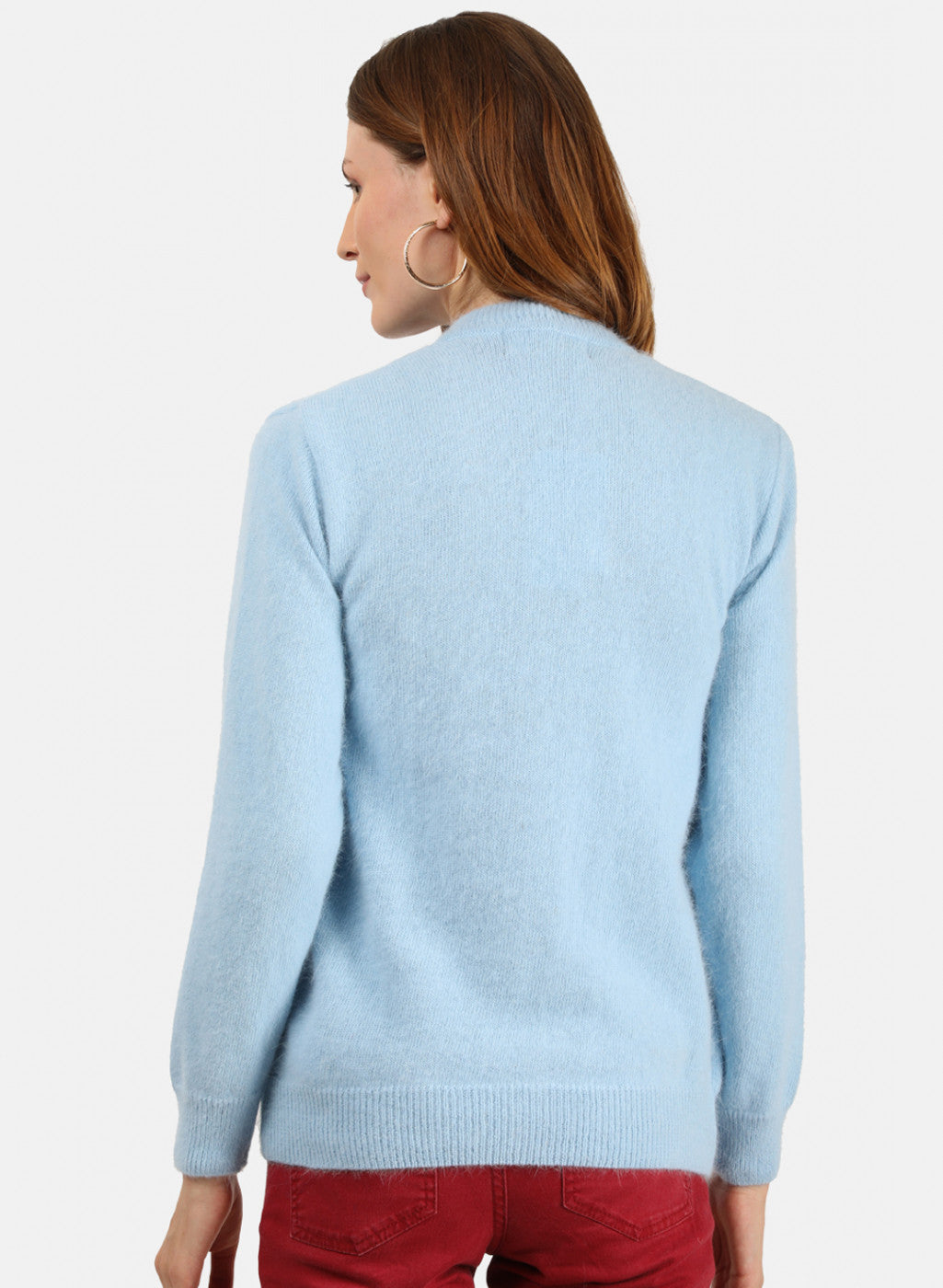 Women Sky Blue Solid Cardigan