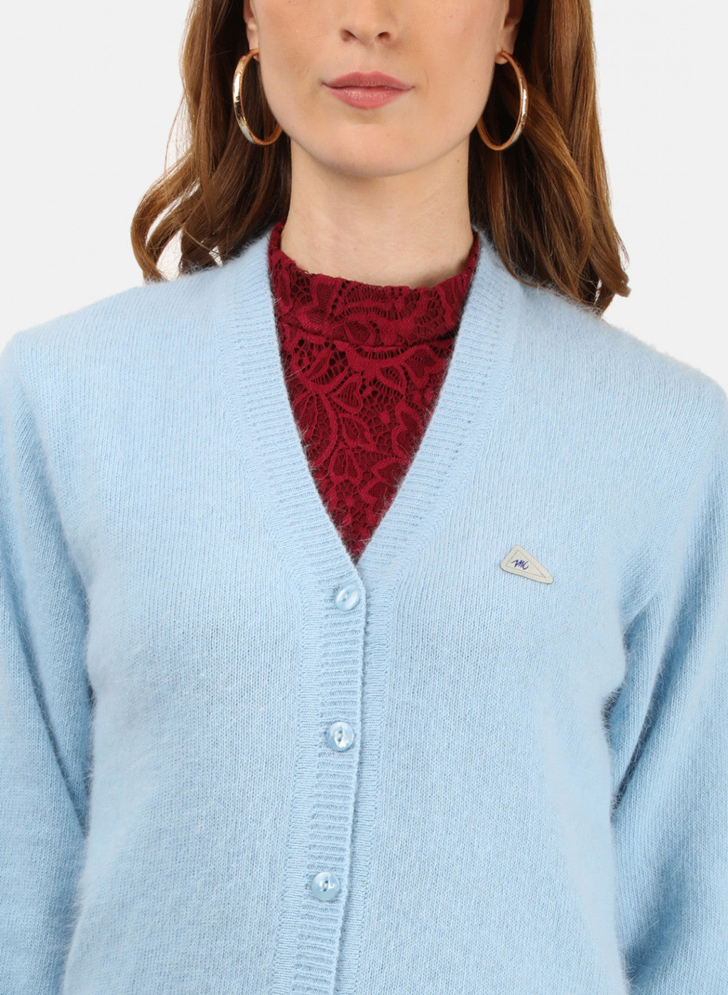 Women Sky Blue Solid Cardigan