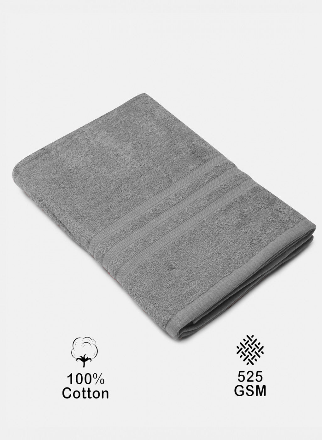 Grey Cotton 525 GSM Bath Towel