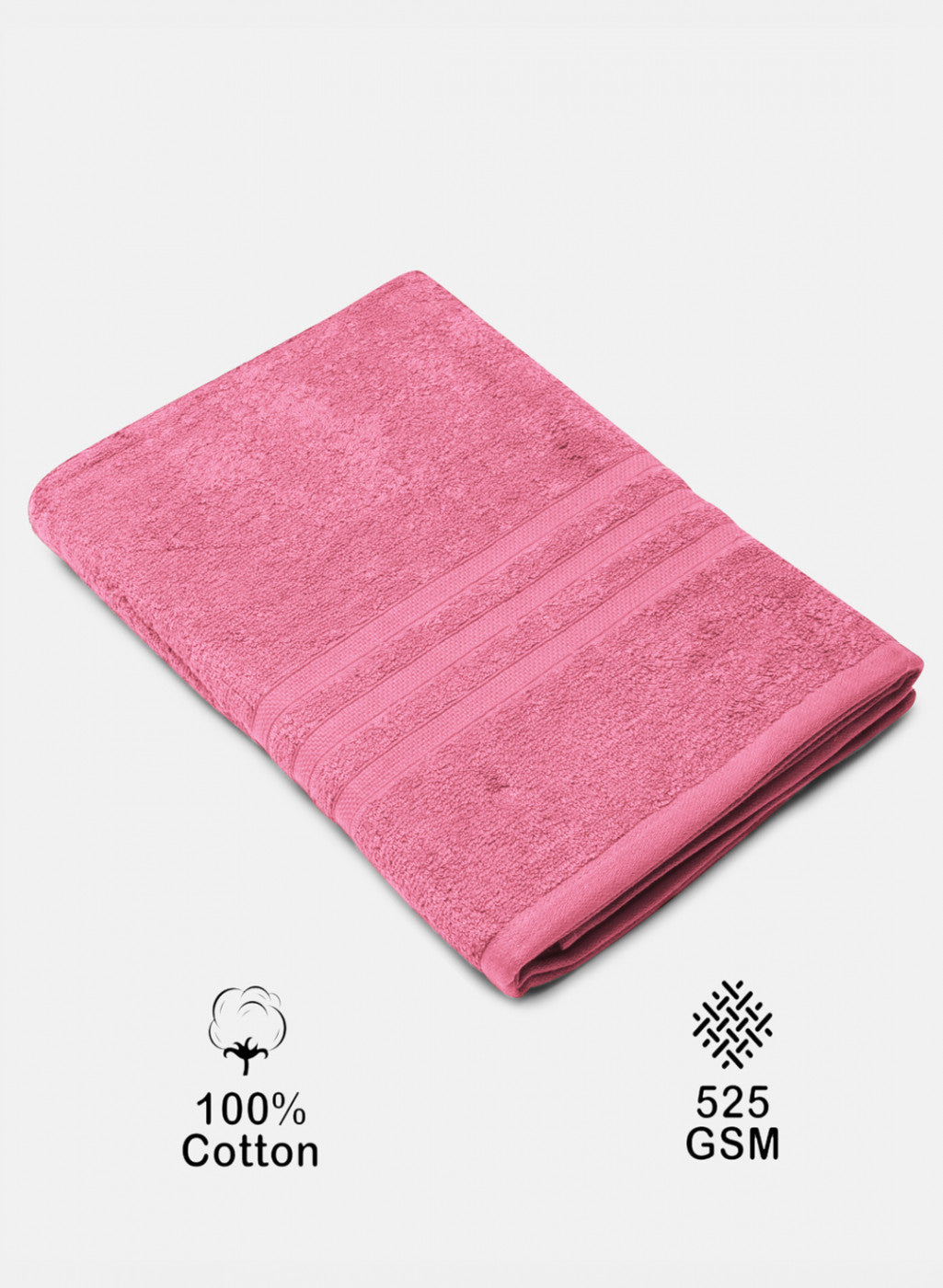 Pink Cotton 525 GSM Bath Towel