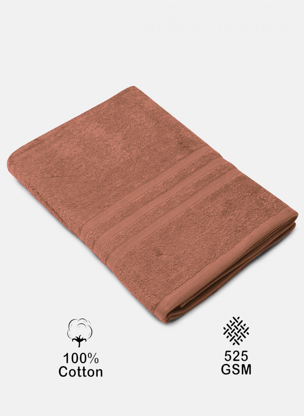 Brown Cotton 525 GSM Bath Towel