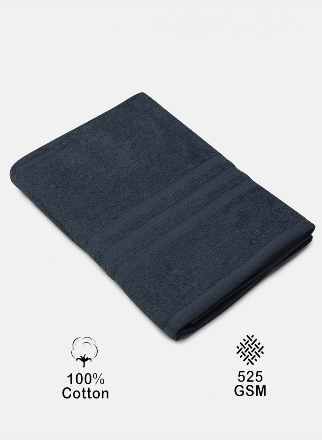Navy Blue Cotton 525 GSM Bath Towel