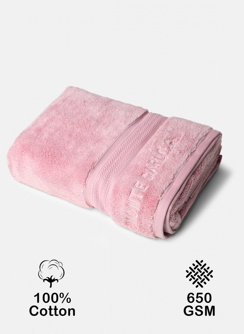 Pink Cotton 650 GSM Bath Towel