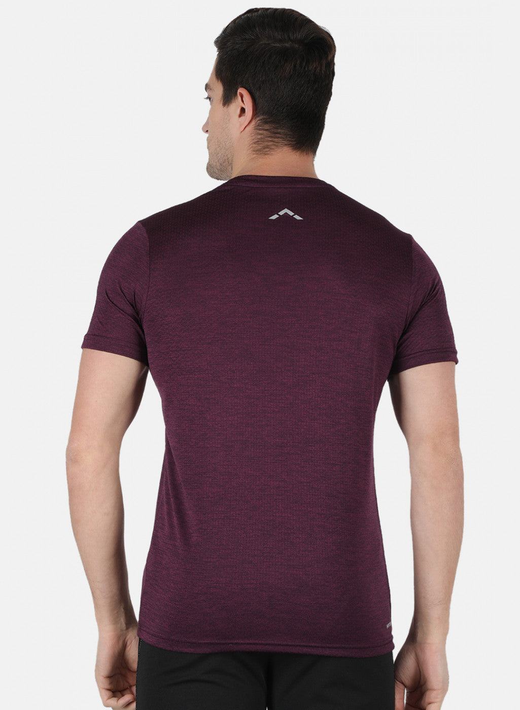 Men Purple Self Design Round Neck T-Shirt