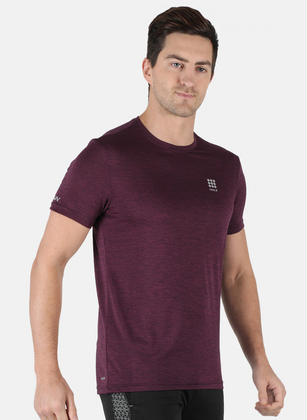 Men Purple Self Design Round Neck T-Shirt