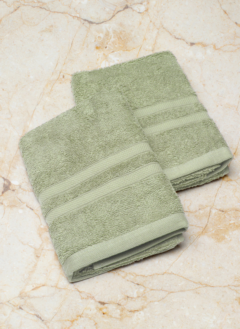 Green Cotton 525 GSM Hand Towels (Pack of 2)