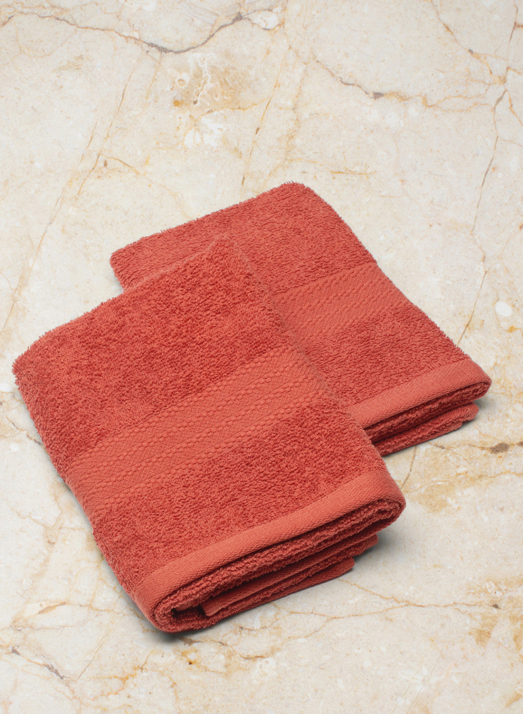 Orange Cotton 400 GSM Hand Towels (Pack of 2)