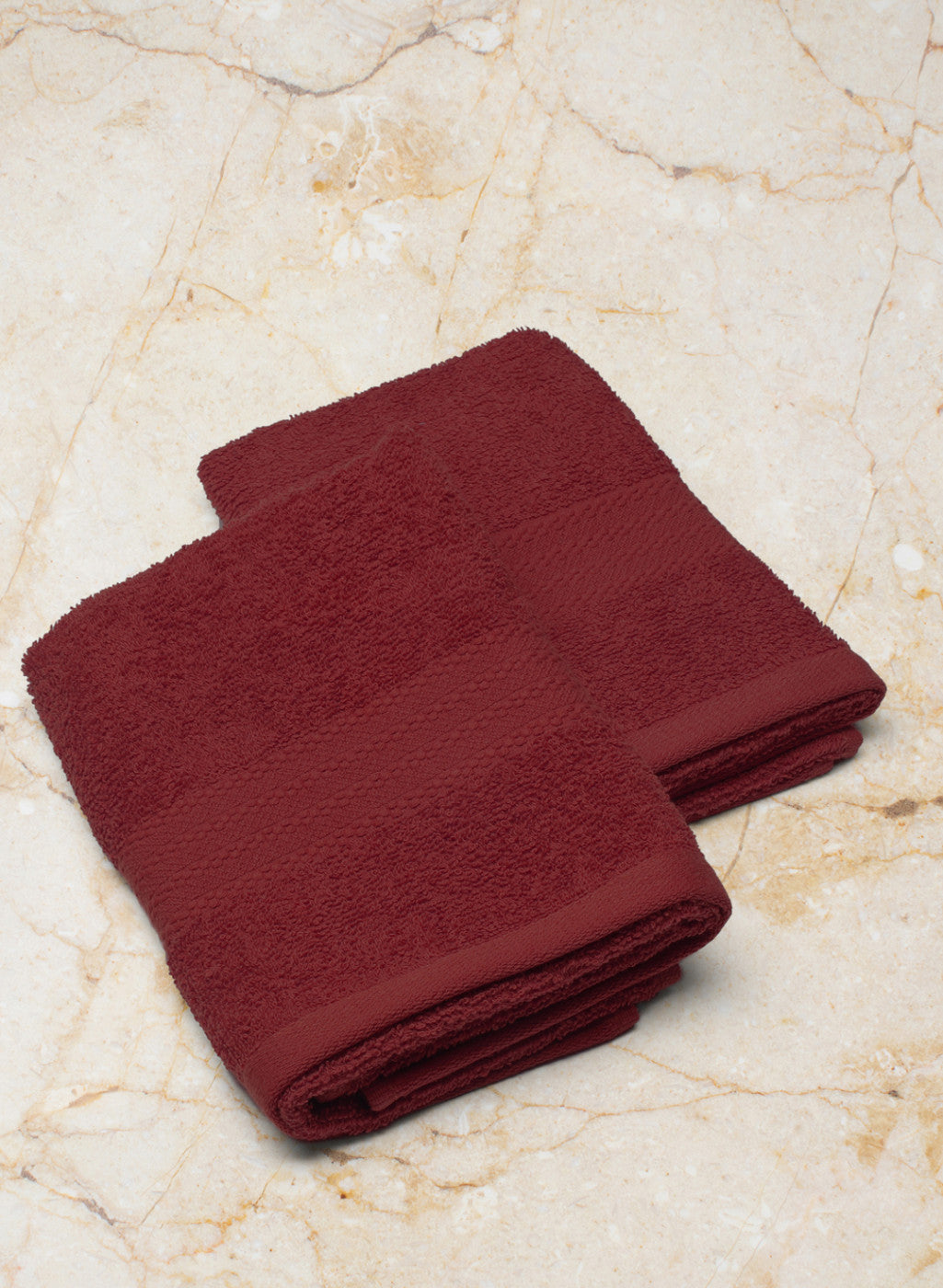 Maroon Cotton 400 GSM Hand Towels (Pack of 2)
